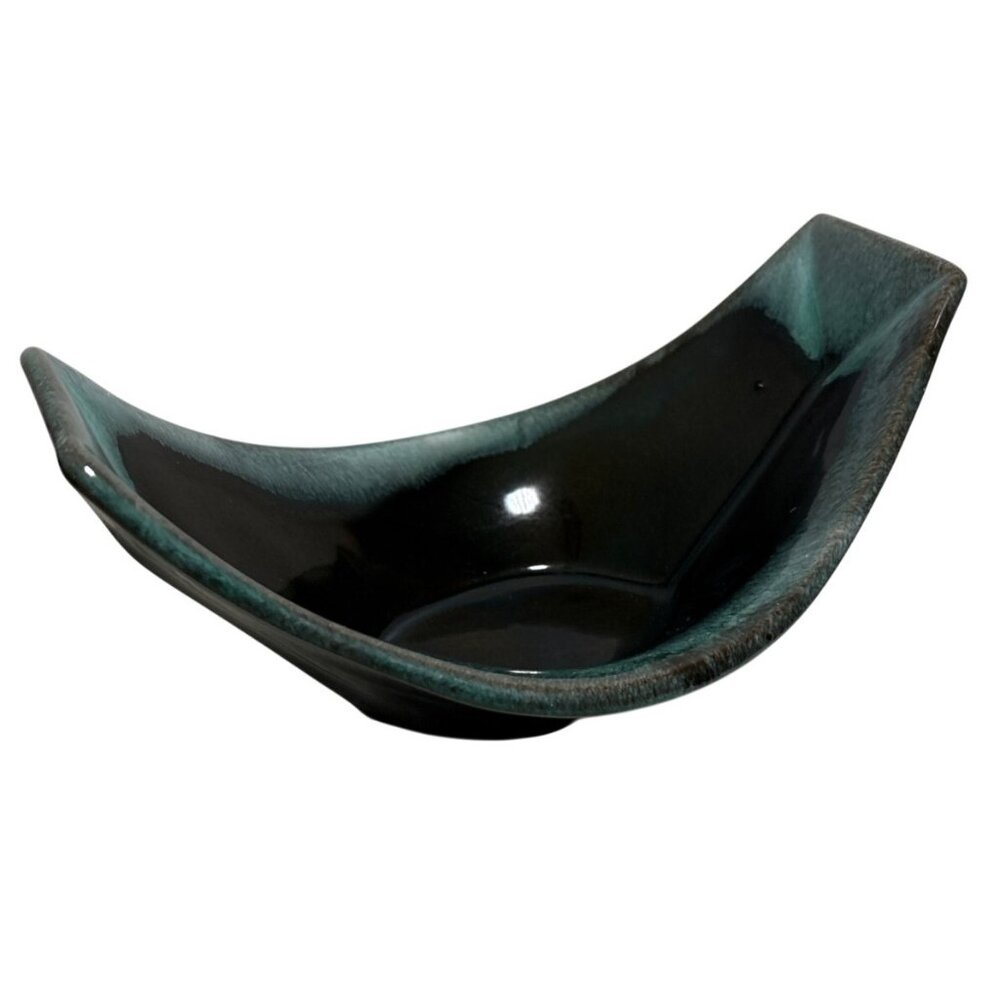 Evangeline Pottery Curved Bowl Tray Vintage Unique 7.5 x 5" MCM Canada Vintage